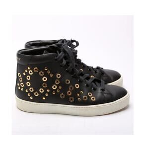 Burberry Grommet Detail Black Leather High Top Sneakers Size EU 41 (10)